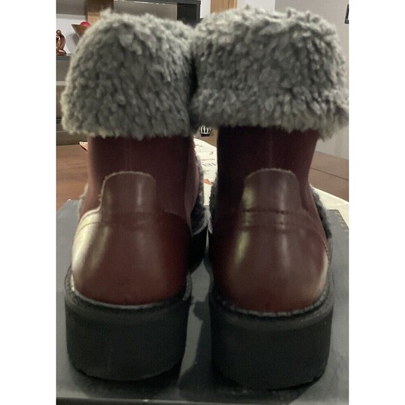 Very Volatile Women’s Size 7.5 Burgundy Leather Fur Hiking Boots. LSH183 - Picture 5 of 7